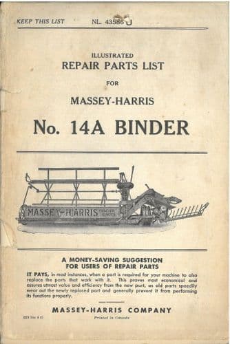 Massey Harris No.14A Binder Parts Manual
