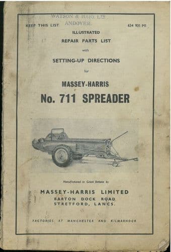 Massey - Harris Spreader 711 Operators & Parts Manual