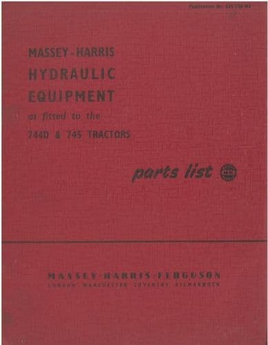 Massey Harris Tractor Hydraulic Equipment 744D & 745 Parts Manual