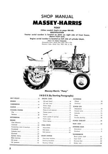Massey Harris Tractor Pony Workshop Service Manual I&T