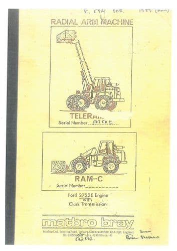 Matbro Radial Arm Machine  Telehandler Ram C & Teleram C Parts Manual