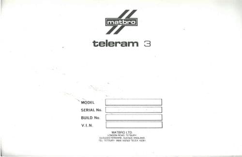 Matbro Telescopic Handler Teleram 3 Parts Manual
