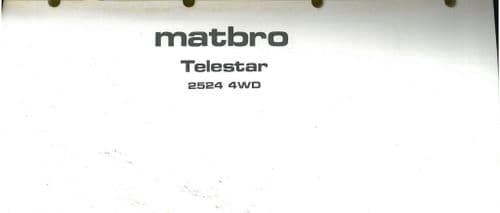 Matbro Telescopic Handler Telestar 2524 Parts Manual