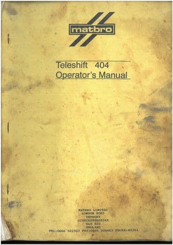 Matbro Teleshift Telehandler 404 Operators Manual