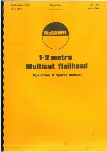 McConnel  1 - 2 Metre Multicut Flailhead - Operators Manual with Parts List