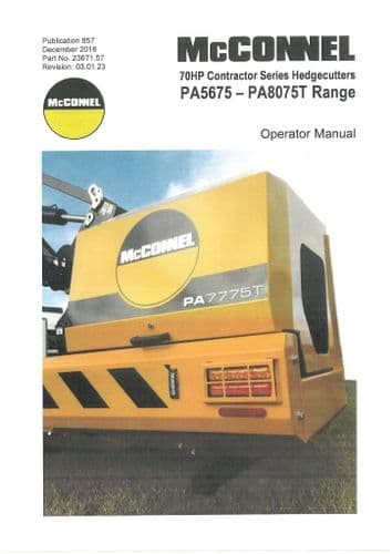 Mcconnel Contractor Hedgecutters PA5675 PA6475 PA7275 PA7775 PA8075 Operators Manual