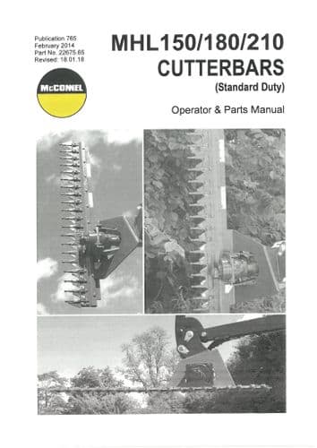 Mcconnel Cutterbar Standard Duty MHL150 MHL180 MHL210 Operators and Parts Manual