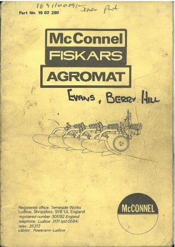 McConnel Fiskars Agromat Plough Parts Manual
