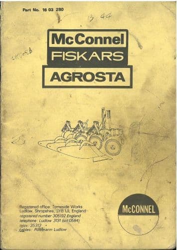McConnel Fiskars Agrosta Plough Parts Manual
