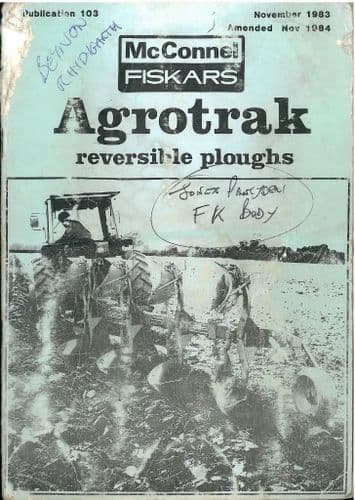McConnel Fiskars Agrotrak Plough Operators Manual and Parts List