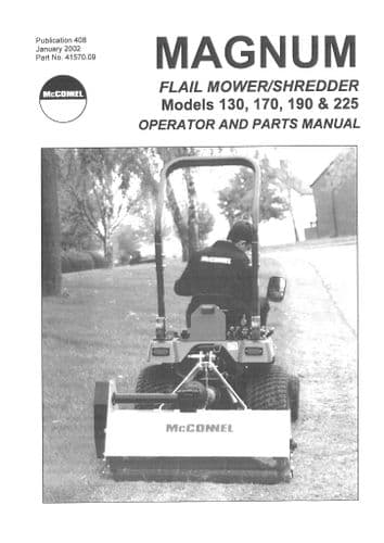 Mcconnel Flail Mower Shredder 130 170 190 225 Operators and Parts Manual