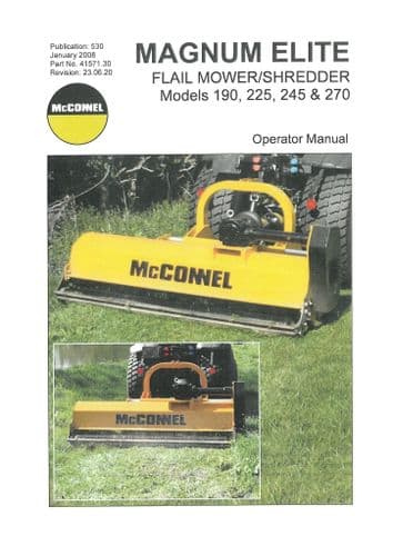 Mcconnel Flail Mower Shredder Magnum Elite  190 225 245 270 Operators Manual
