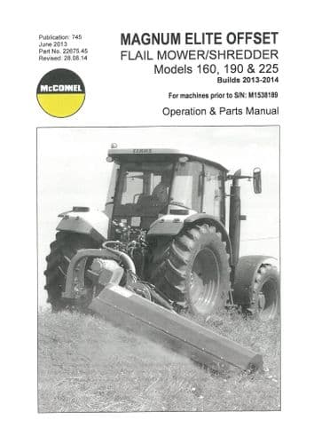 Mcconnel Flail Mower Shredder Magnum Elite Offset 160 190 225 Operators & Parts Manual
