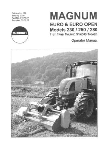 Mcconnel Front & Rear Mounted Shredder Mower Euro & Euro Open 230 250 280 Operators Manual