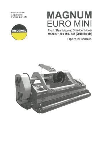 Mcconnel Front & Rear Mounted Shredder Mower Euro Mini 130 150 185 Operators Manual