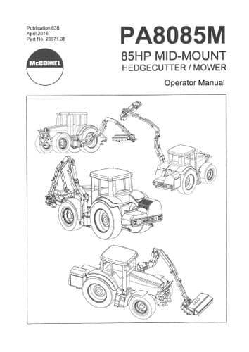 Mcconnel Hedgecutter Mower 85HP Mid Mount PA8085M Operators Manual