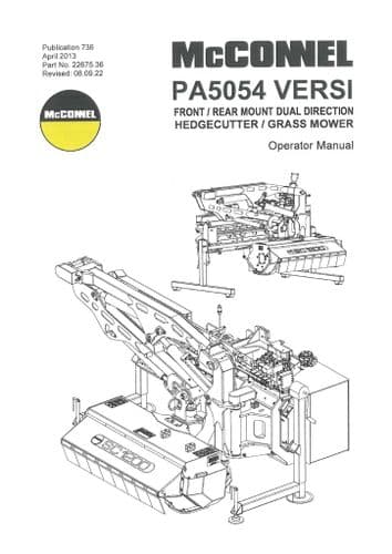 Mcconnel Hedgecutter Mower Front Rear Mount Dual Direction PA5054 Versi Operators Manual