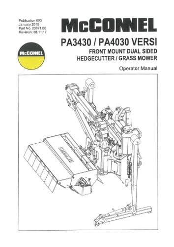 Mcconnel Hedgecutter Mower Mid Mount Dual Sided PA3430 PA4030 Versi Operators Manual