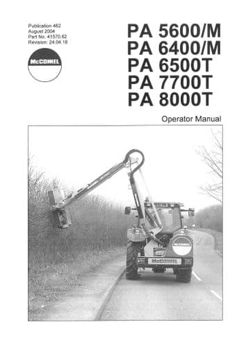 Mcconnel Hedgecutter Mower PA6400 PA6400M PA6500T PA7700T PA8000T Operators Manual