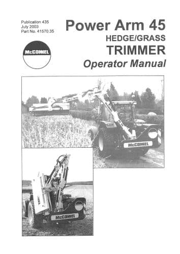 Mcconnel Hedgecutter Mower Power Arm PA45 Operators Manual