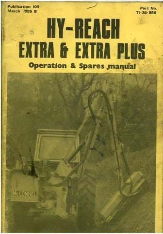 McConnel Hedgetrimmer Hy-Reach Extra & Extra Plus Operators Manual with Parts Manual.