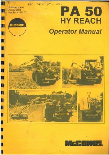McConnel Hedgetrimmer PA 50 HY Reach Operators Manual with Parts Manual