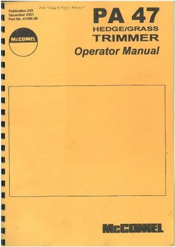 McConnel Hedgetrimmer PA47 Operators Manual with Parts List