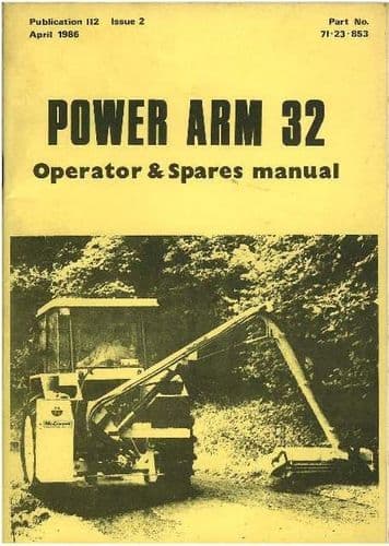 McConnel Hedgetrimmer Power Arm 32 Operators Manual with Parts List - PA32