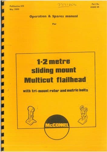 McConnel Hegdetrimmer 1-2 Metre Sliding Mount Multicut Flailhead Operators Manual & Parts List