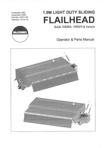 Mcconnel Light Duty Sliding Flailhead 1m Operators and Parts Manual