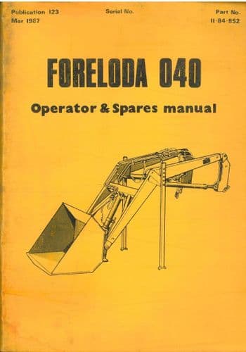 McConnel Loader Foreloda 040 Operators Manual with Parts List