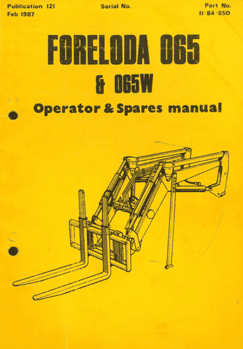 McConnel Loader Foreloda 65 & 65W Variations Operators Manual with Parts List