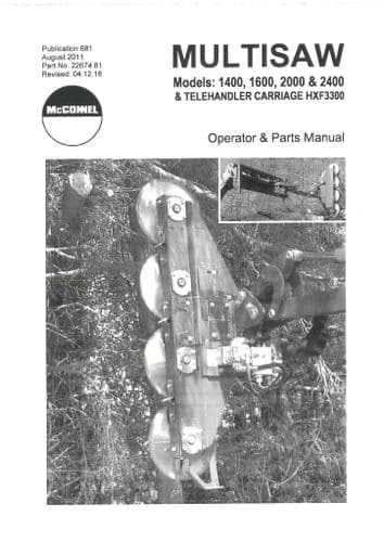 Mcconnel Multisaw 1400 1600 2000 2400 Operators  and Parts Manual