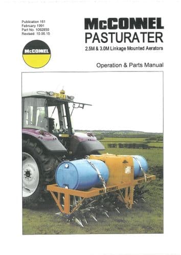 Mcconnel Pasturator 2.5m & 3m Linkage Mounted Aerator Operators  and Parts Manual
