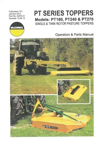 Mcconnel Pasture Topper Single and Twin Rotor PT180 PT240 PT270 Operators and Parts Manual