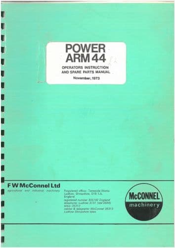 McConnel Power Arm 44 Operators Manual with Parts List