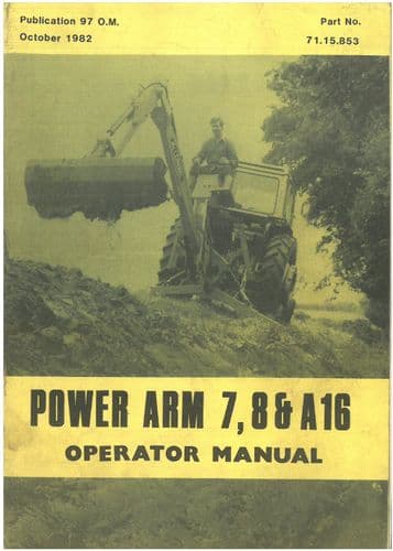 McConnel Power Arm 7, 8 & A16 Ditcher Excavator Operators Manual - ORIGINAL