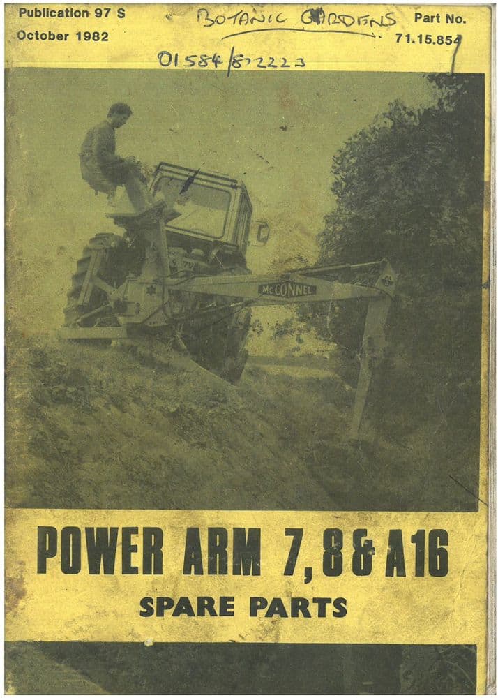 McConnel Power Arm 7 8 & A16 Ditcher Excavator Parts Manual - ORIGINAL