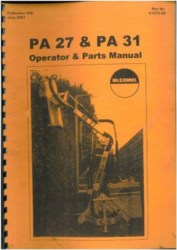 McConnel  Power Arm Hedgetrimmer PA27 PA31 Operators Manual & Parts List - PA 27 31