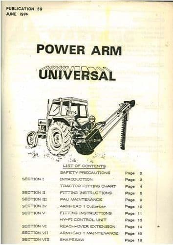 McConnel Power Arm Universal Operators Manual with Parts List
