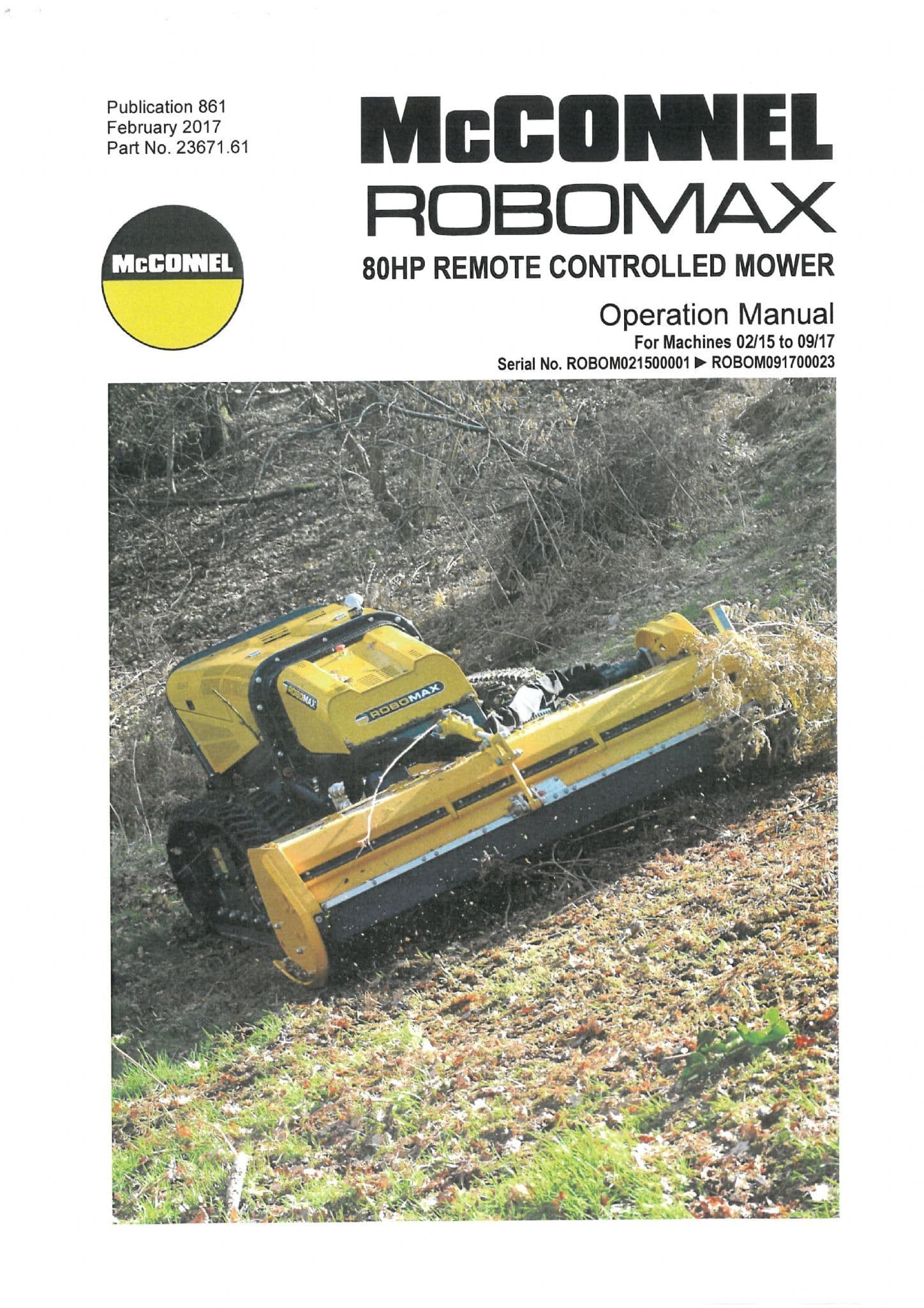 Mcconnel Remote Controlled Mower Robomax Operators Manual
