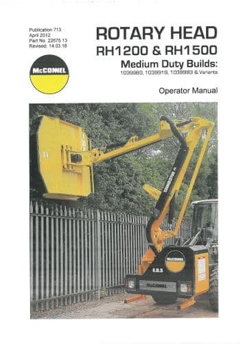 Mcconnel Rotary Head Medium Duty RH1200 & RH1500 Operators Manual
