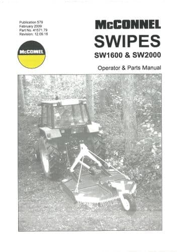 Mcconnel Rotary Swipes SW1600 & SW2000 Operators and Parts Manual
