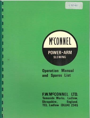 McConnel S/12 Double-D Digger Loader Excavator Operators Manual with Parts List
