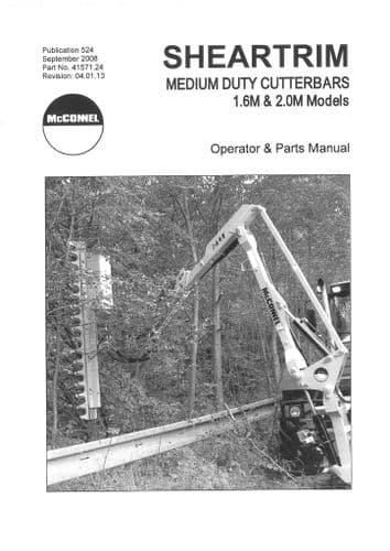 Mcconnel Sheartrim 1.6m & 2m Medium Duty Cutter Bar Operators and Parts Manual