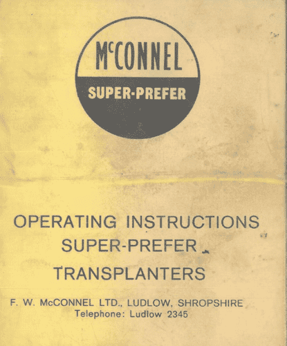McConnel  Super Prefer Transplanters Operators Manual