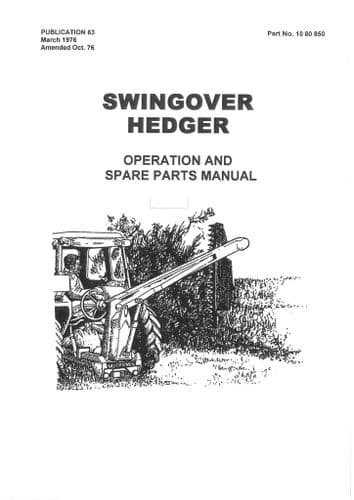 Mcconnel Swingover Hedger Operators & Parts Manual