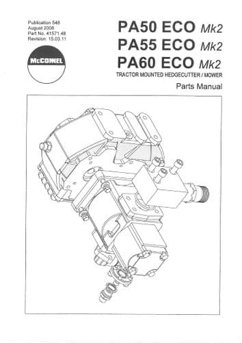 Mcconnel Tractor Mounted Hedgecutter Mower ECO PA50, PA55 & PA60 Parts Manual