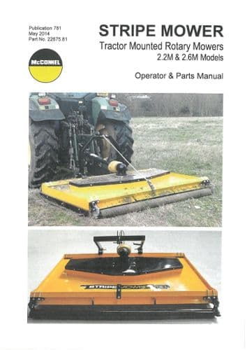 Mcconnel Tractor Mounted Rotary Stripe Mower 2.2m & 2.6m Operators and Parts Manual