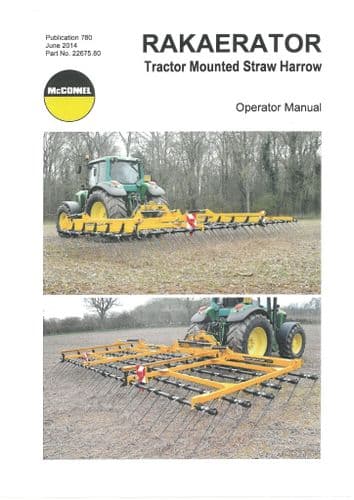 Mcconnel Tractor Mounted Straw Harrow Rakaerator Operators Manual